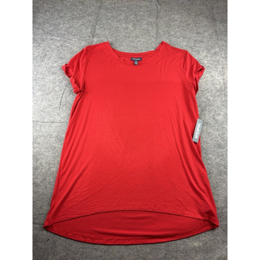 NWT ModCloth Women's L Red T Shirt Tunic Top Jersey Knit Stretch Basic Casual